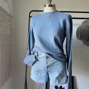 Blue crew neck fleece sweater